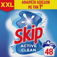 Skip Απορρυπαντικό Πλυντηρίου Ρούχων Active Clean Σκόνη 48M 3.12kg