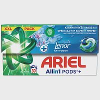 Ariel All In 1 Απορρυπαντικό Πλυντήριο Ρούχων Κάψουλες Touch Of Lenor 30Μεζ