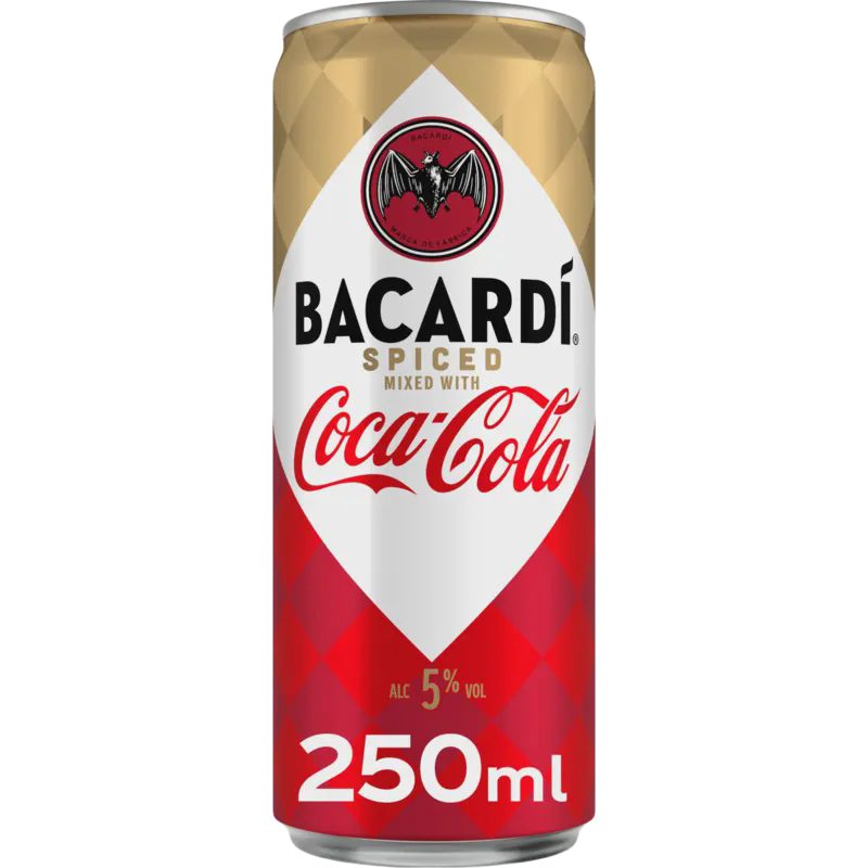 Bacardi Spiced Rum & Coca-Cola 250ml Pre-Mixed Can