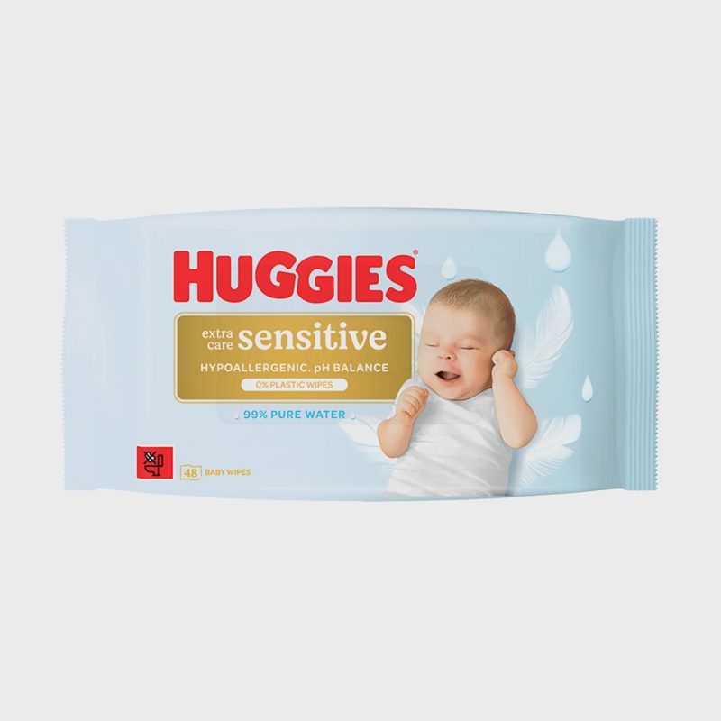 Drėgnos servetėlės HUGGIES CARE SENS. 48 vnt.