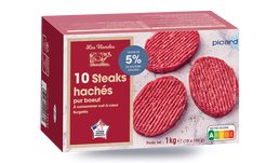 10 steaks hachés, 5% M.G maximum