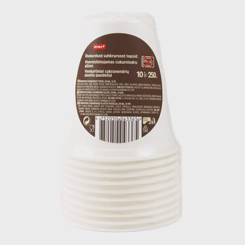 Vienkart. puodeliai RIMI, 250ml, 10 vnt.