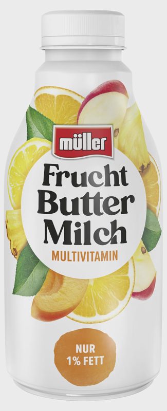 Müller Fruchtbuttermilch Multi/Erdbeere/Pfirsich