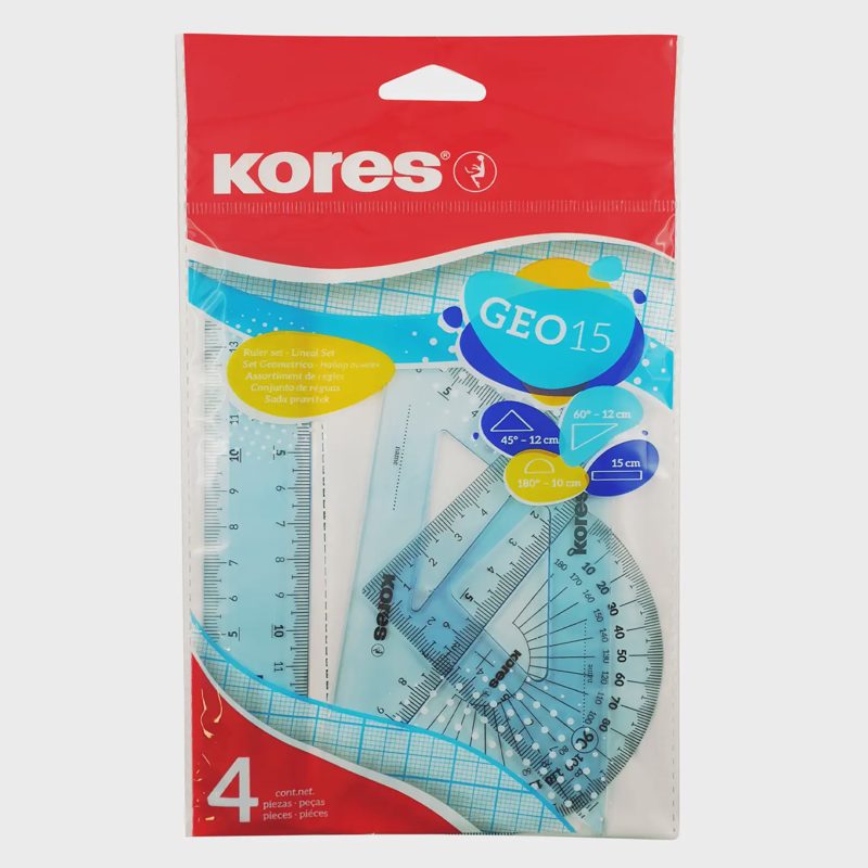 Liniuočių rinkinys KORES GEO15, 4 vnt.