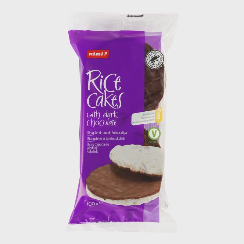Ryžių trapučiai RIMI su juod. šokoladu, 100g
