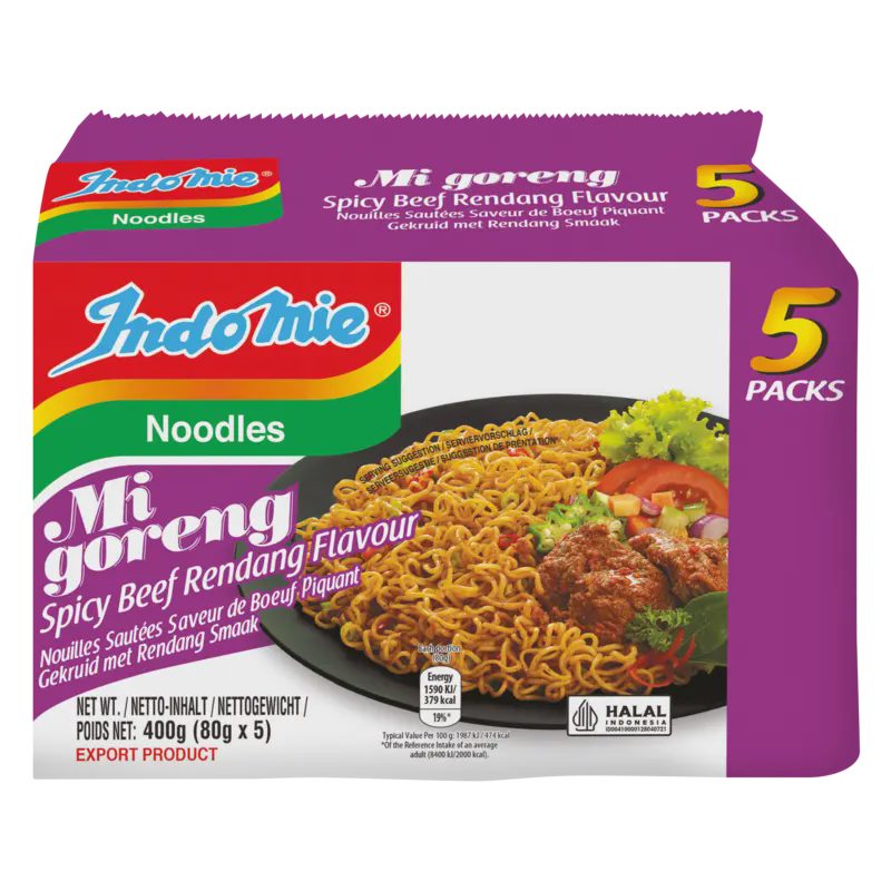 Indo mie Noodles mi goreng spicy beef 5-pack