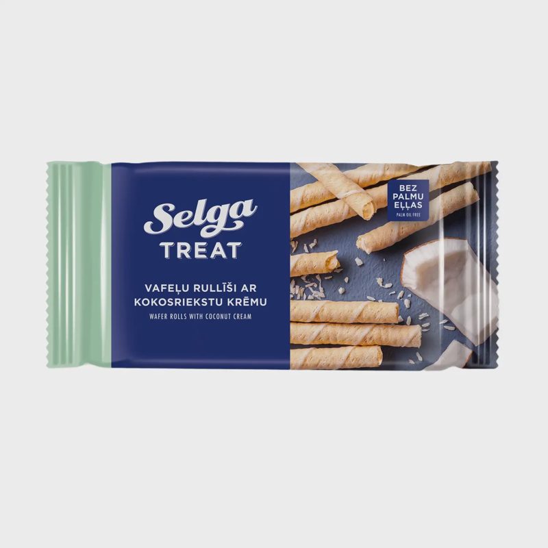 Vafliniai vamzdeliai su kokos.SELGA, 160 g