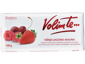 Zvečevo Volim te čokolada višnja jagoda malina 100 g