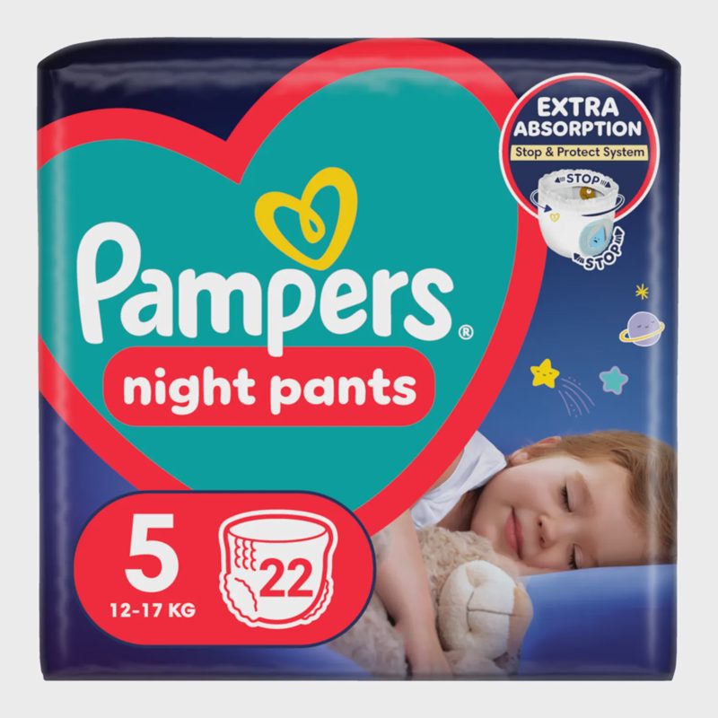 Sauskelnės PAMPERS NIGHT PANTS VP, 5, 22 vnt.