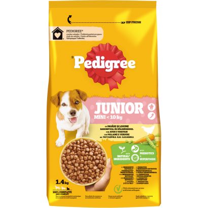 Pedigree Junior Mini teljes értékű szárazeledel kölyökkutyák számára baromfival, zöldségekkel 1,4 kg