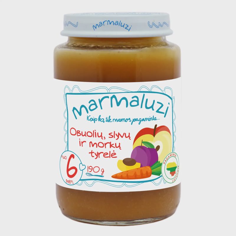 Obuol., slyvų tyrelė MARMALUZI, 6 mėn., 190 g