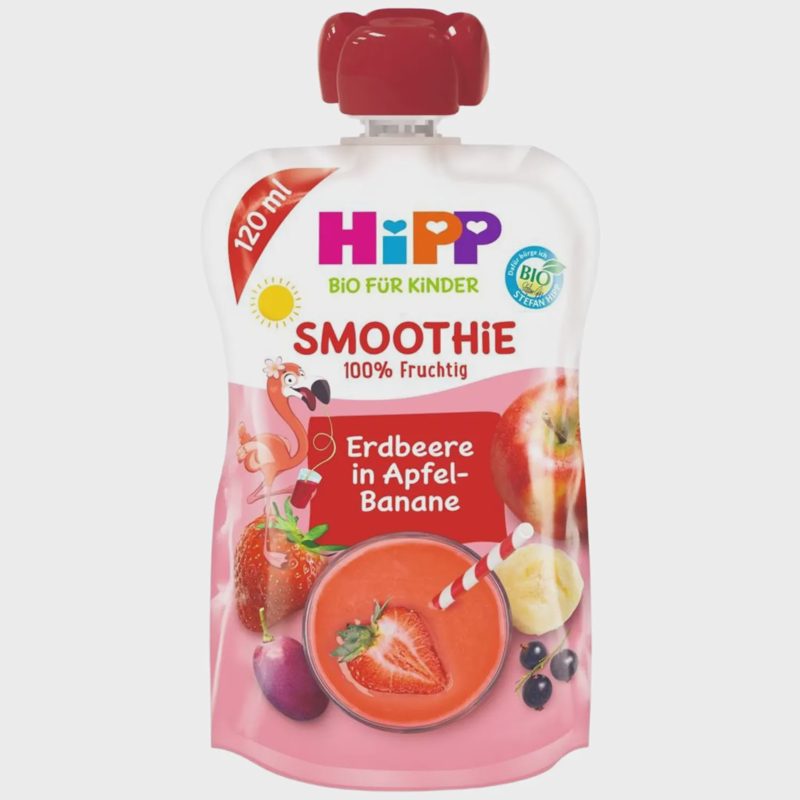Ekol. ob., bananų ir uogų tyrelė HIPP, 120 ml