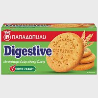 Παπαδοπούλου Μπισκότα Digestive Ολικής Άλεσης Χωρίς Ζάχαρη 250gr
