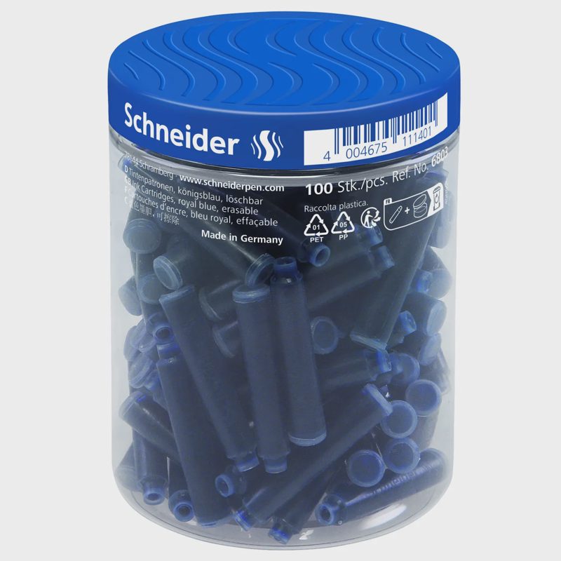 Ištr. mėl. rašalo kasetės SCHNEIDER, 100 vnt.