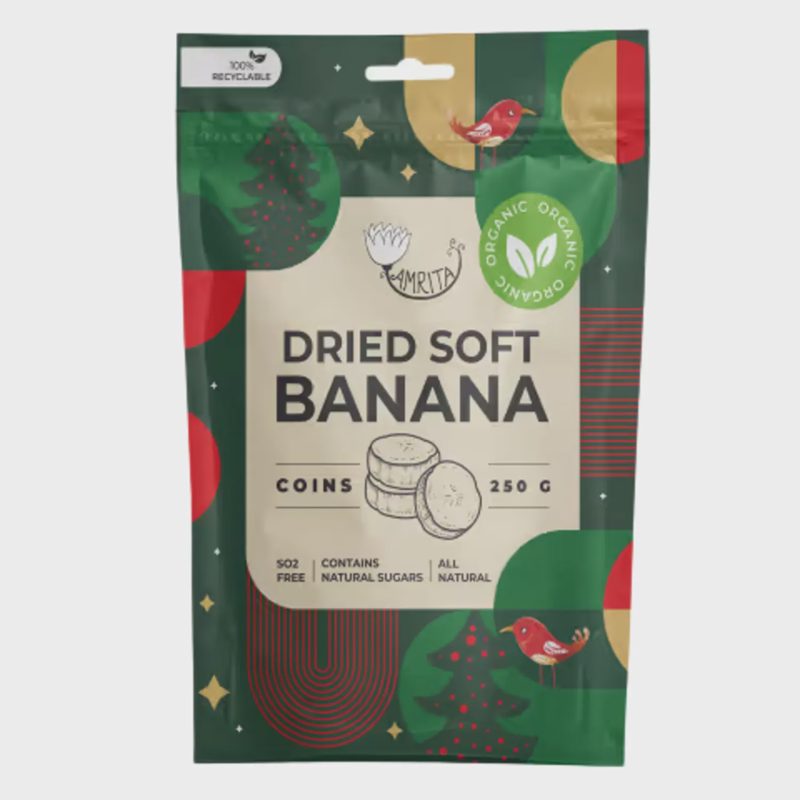 Ekolog. dž. bananų gabaliukai AMRITA, 250 g