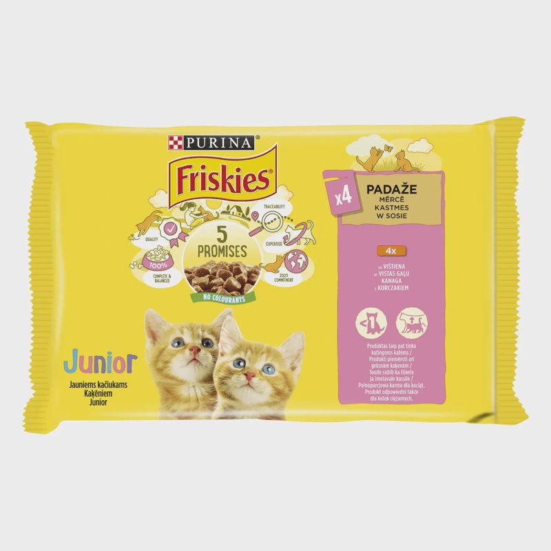 Purina Friskies Junior aszpikos válogatás nedves kutyaeledel 4 x 85 g (340 g)