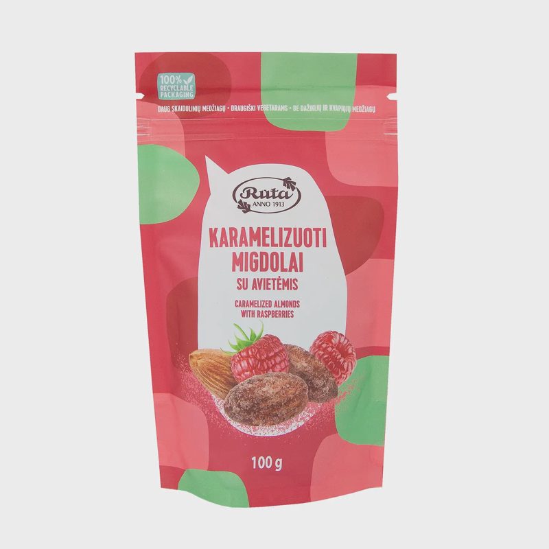 Karameliz. migdolai su avietėmis RŪTA, 100 g