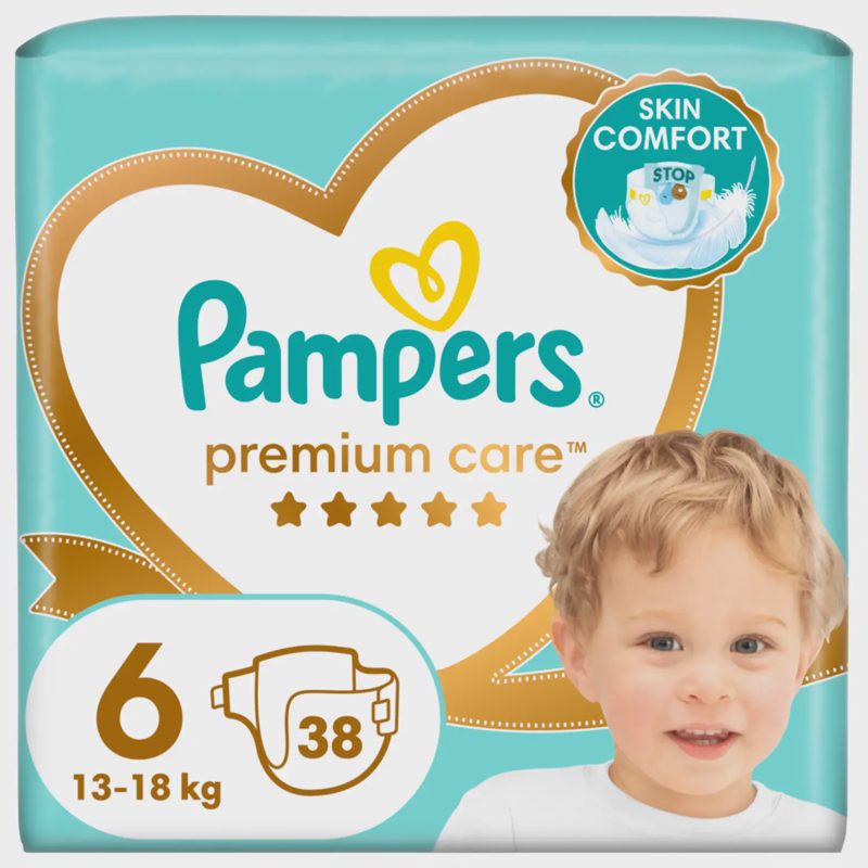 Sausk. PAMPERS PREMIUM 13+kg., 38vnt.