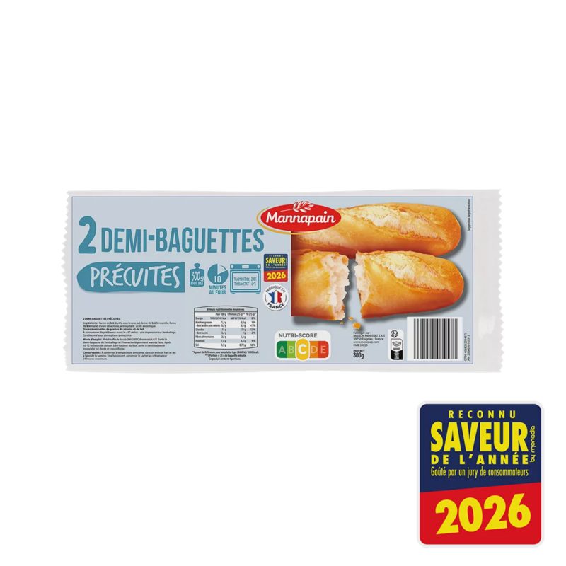 2 demi baguettes précuites