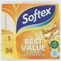 Softex Χαρτοπετσέτες Λευκές 56φύλλων 0,086kg