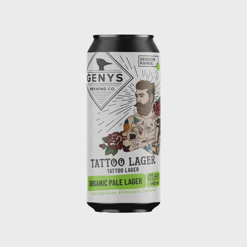 Alus GENYS ORGANIC TATTOO LAGER, 4,0%, 0,44 l