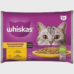 Whiskas Core Adult Υγρή Τροφή Γάτας Κοτόπουλο Γαλοπούλα Φακελάκια 4x85gr