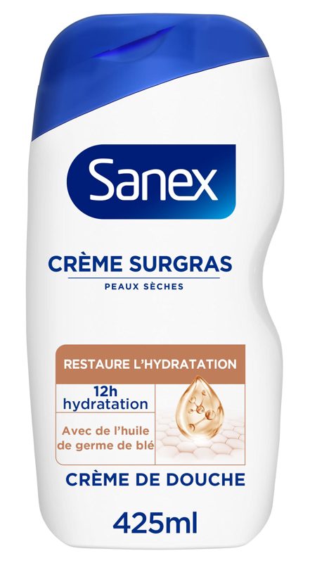 Sanex - Crème de douche hydratation 12h surgras (425ml)