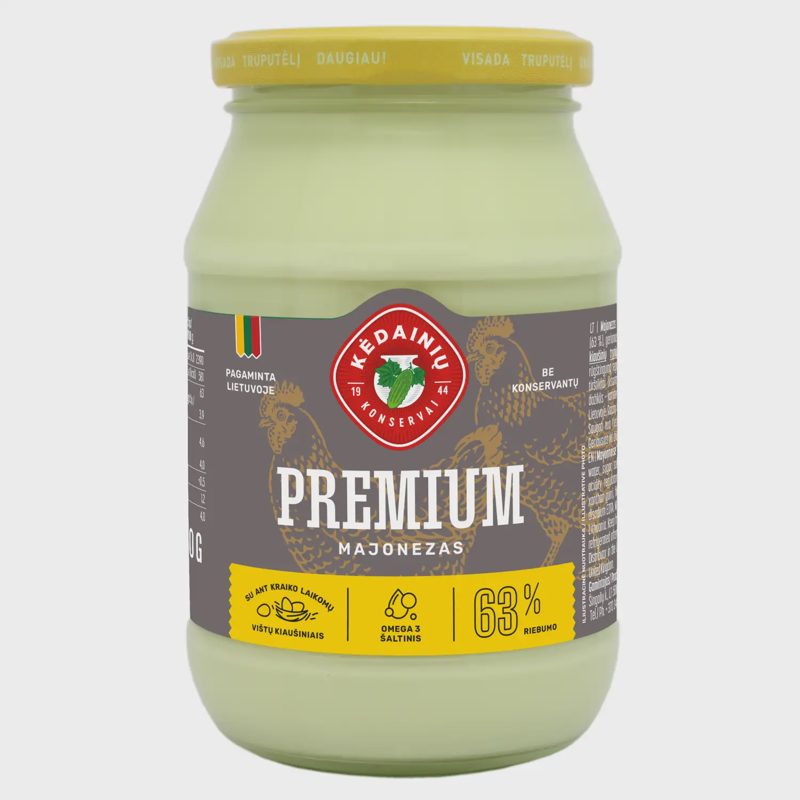 Majonezas KĖDAINIŲ KONSERVAI PREMIUM,62%,430g