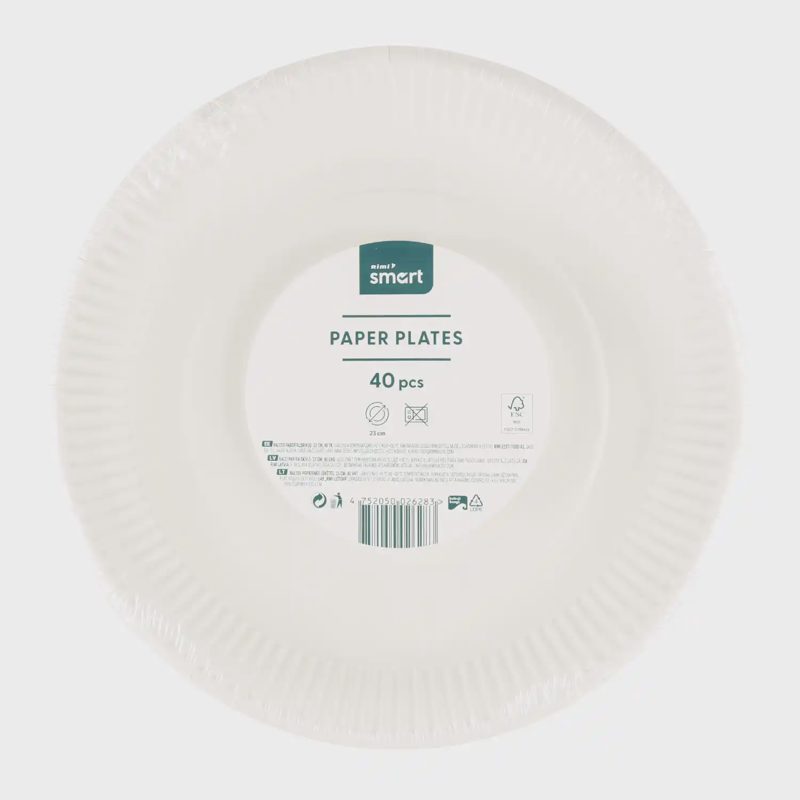Popierinės lėkštės RIMI SMART, 23cm, 40 vnt