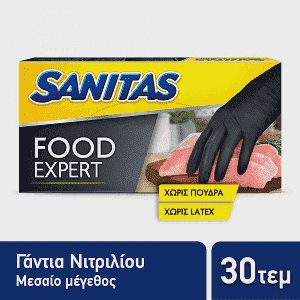 Sanitas Γάντια Νιτριλίου Μαύρα Medium 30τεμ
