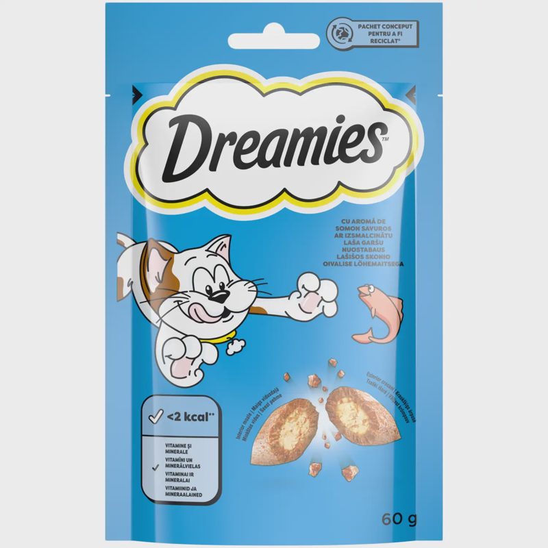 Skanėstas katėms su lašiša DREAMIES, 60 g
