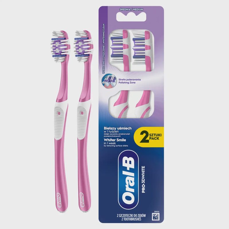 Dantų šepetėlis ORAL B PRO-3 DWHITE, 2 vnt.