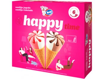 Ledo Happy time Kornet vanilija-čokolada i vanilija-jagoda 6x120 ml
