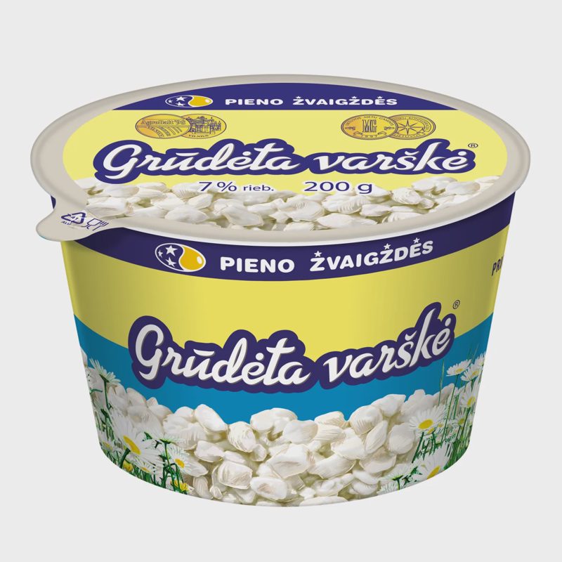 Grūdėta varškė PIENO ŽVAIGŽDĖS, 7 %, 200 g
