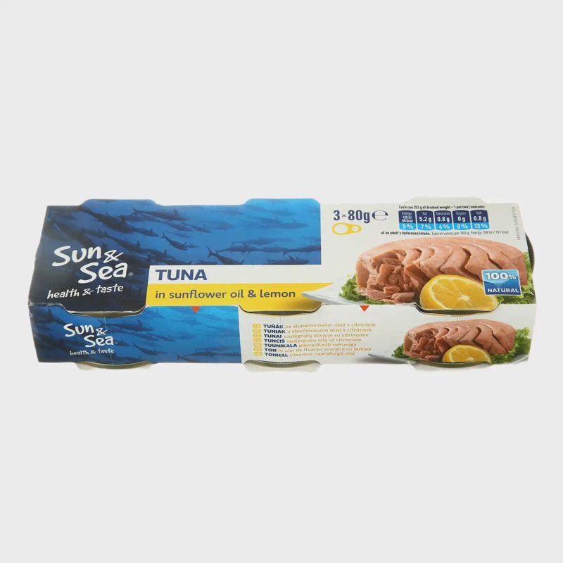 Tuno gabaliukai su citrina SUN&SEA, 3 x 80 g