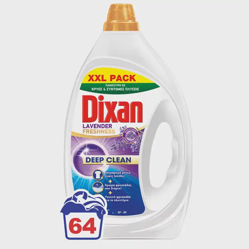 Dixan Υγρό Απορρυπαντικό Πλυντηρίου Ρούχων Lavender Freshness 64mez. 2,88lt.