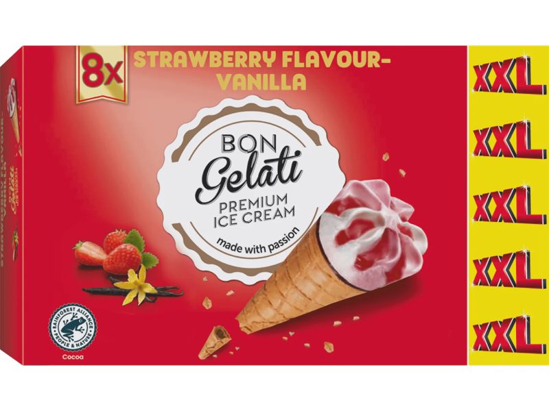 Vanilj- och jordgubbsstrutar