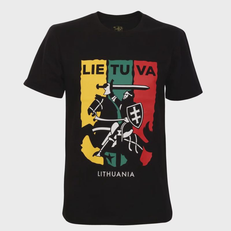 Marškinėliai LIETUVA, su Vyčiu, juodi