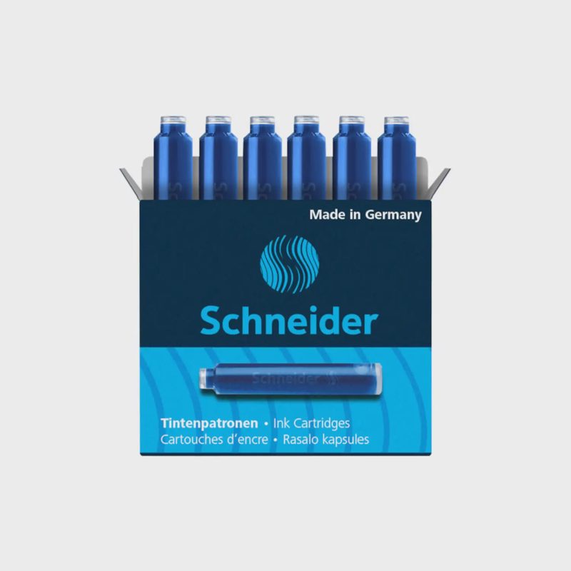 Ištr. mėlyn. rašalo kasetės SCHNEIDER, 6 vnt.