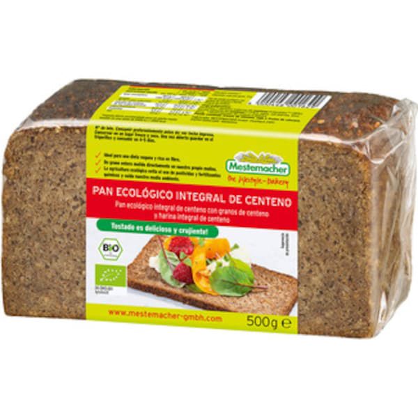 MESTEMACHER Pan ecológico integral de centeno 500 g.