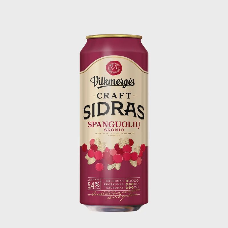 Spanguolių skonio sidras VILKMERGĖS,5,4%,0,5l