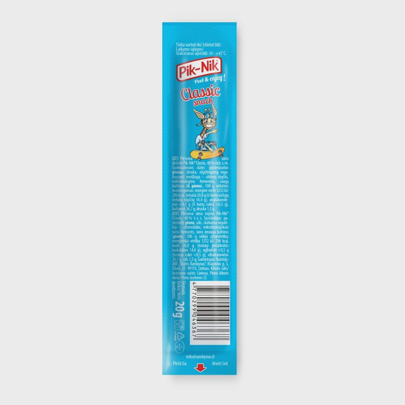 Plėšoma sūrio lazdelė PIK-NIK, 40% rieb., 20g