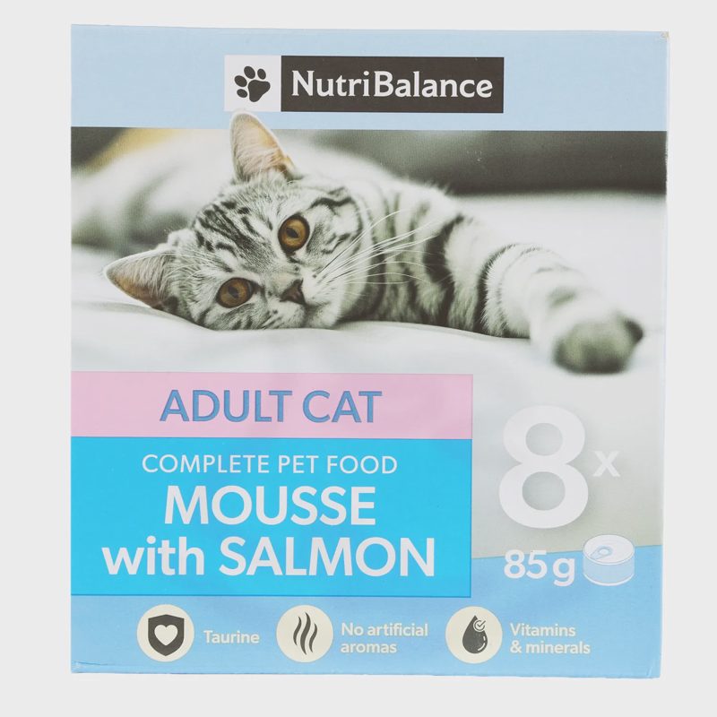 Kačių ėdalas NUTRIBALANCE, lašiša, 8 x 85 g
