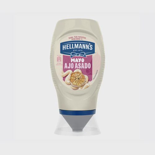 HELLMANN"S Mayonesa sabor ajo, bocabajo 250 ml.Mayonesa sabor ajo, bocabajo 250 ml. Mayonesa sabor ajo, bocabajo 250 ml.