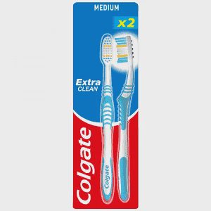Colgate Extra Clean Μέτρια Οδοντόβουρτσα Διπλή Συσκευασία ΤΙΜΗ ΣΟΚ (2τεμ)