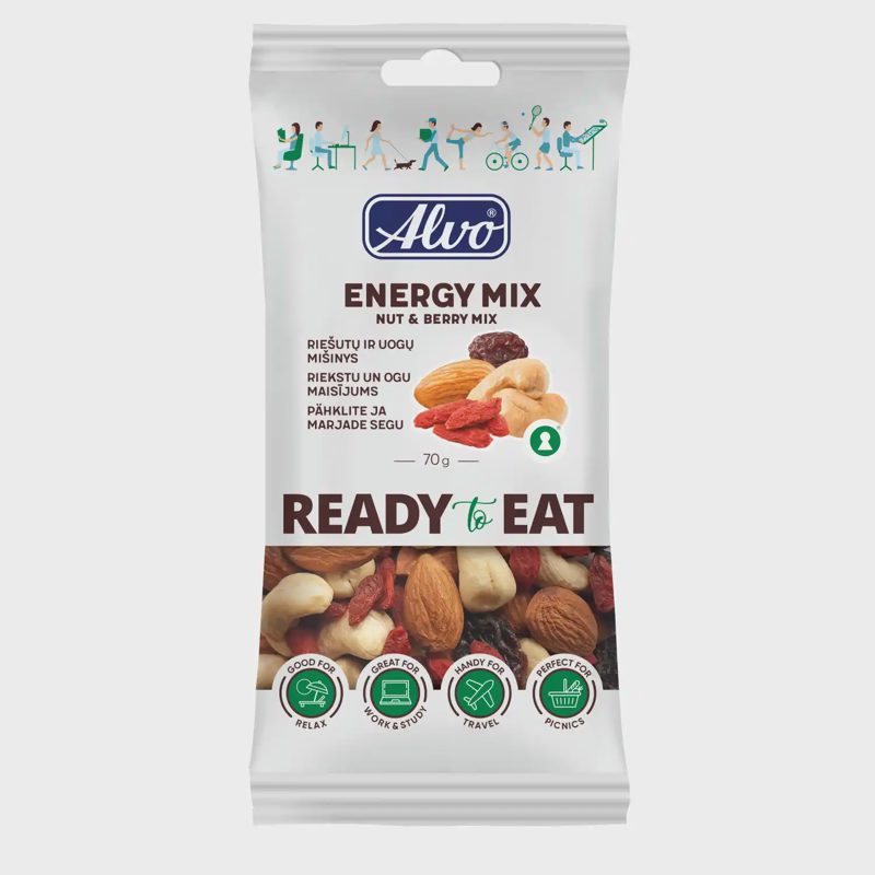 Riešutų ir uogų mišinys ALVO ENERGY MIX, 70 g