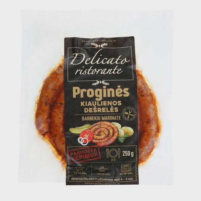 Proginės kiaul. dešrelės BBQ marinate, 250 g