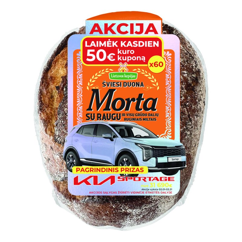 Šviesi duona su raugu, saulėgr. MORTA, 500 g