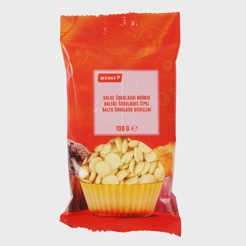 Baltojo šokolado diskeliai RIMI, 100g