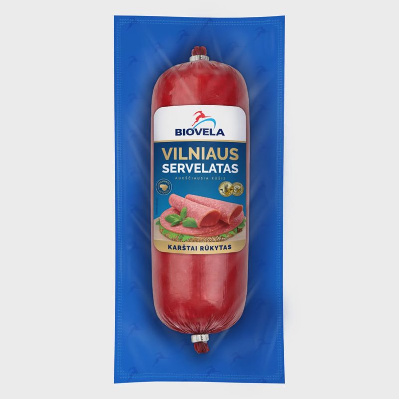 Karštai rūkyta dešra servelatas BIOVELA, 280g